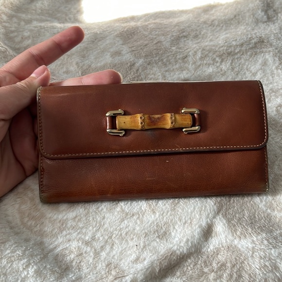 Gucci Bamboo Bifold Long Wallet Brown Leather - Picture 6 of 7